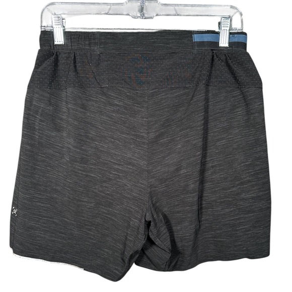 Lululemon‎ Surge Running Shorts Mens Medium Black Gray Athletic Gym Stretchy - Picture 2 of 7